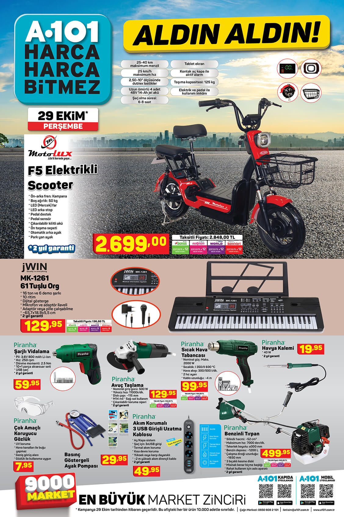 A101'lerde elektrikli scooter, tablet ve Led TV fırsatı! A101 aktüel ürünlerinde bu hafta büyük indirim var...