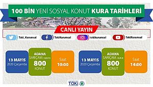 TOKİ Adana Sarıçam ve Buruk kura çekilişi canlı yayın izle