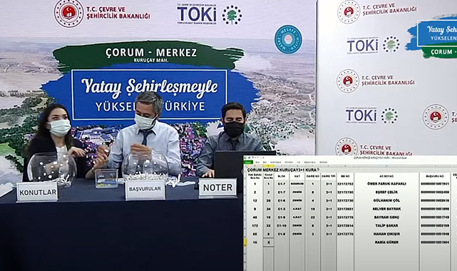 TOKİ Çorum 39 adet konut belirleme kura çekilişi sonuçları isim isim tam liste