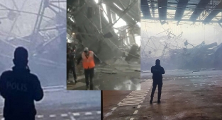 İstanbul havalimanı'nda kargo terminal binası çatısı kar ve fırtına nedeniyle çöktü