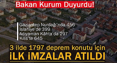 Bakan Kurum duyurdu: "3 ilin deprem evleri için TOKİ ilk imzaları attı"