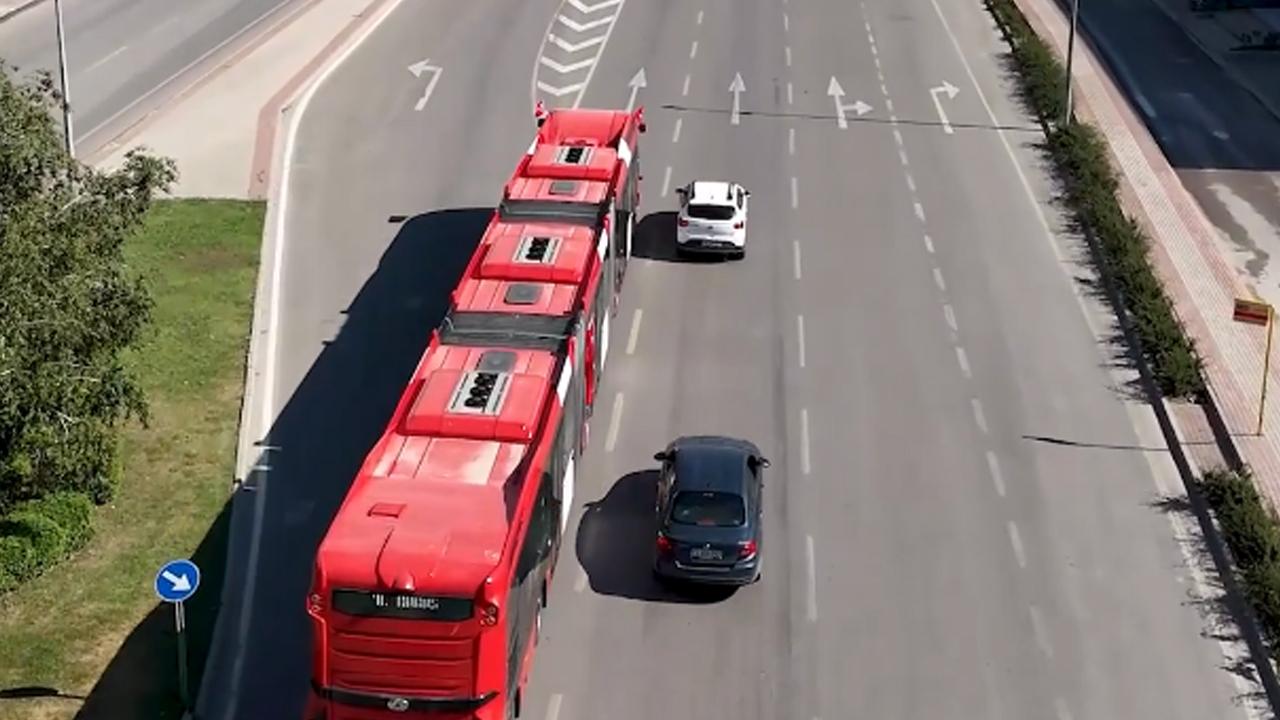 Bursa İnegöl’de hayata geçirilecek metrobüs hattı için ilk test sürüşü