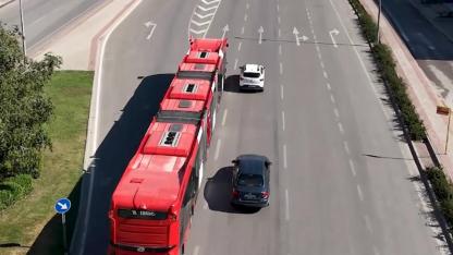 Bursa İnegöl’de hayata geçirilecek metrobüs hattı için ilk test sürüşü